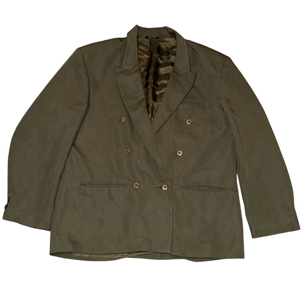 Vintage City Streets Olive Green Double Breasted Blazer Jacket Mens 44 Large